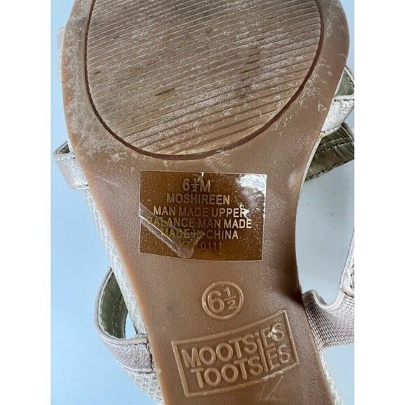 Mootsies Tootsies Open Toe Gold Straps Leather Heeled Sandals - 6  1/2 - Picture 6 of 6